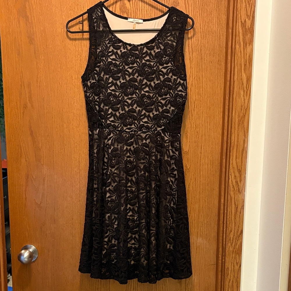 Soprano Black Floral Lace Mini Dress
